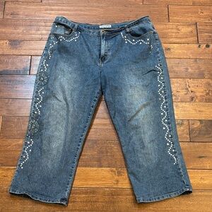 Vintage Mishca Embellished capriwide leg Blue Jeans 14